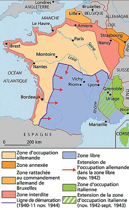 carte des territoires occupées en 1942